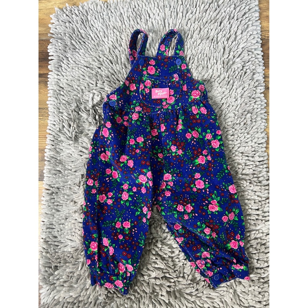 Vintage baby Oshkosh B'gosh blue corduroy bubble overalls 18 months cottage
